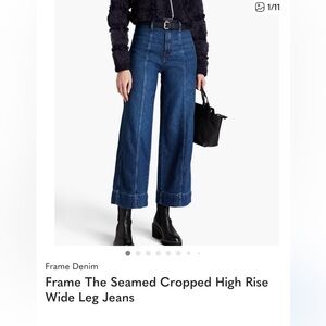 New Condition! FRAME “The Seamed Cropped High-rise Wide-leg Jeans in Size 28.